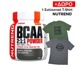 BCAA 2:1:1 powder 400g  + ΔΩΡΟ Συλλεκτικό T-Shirt (Nutrend)