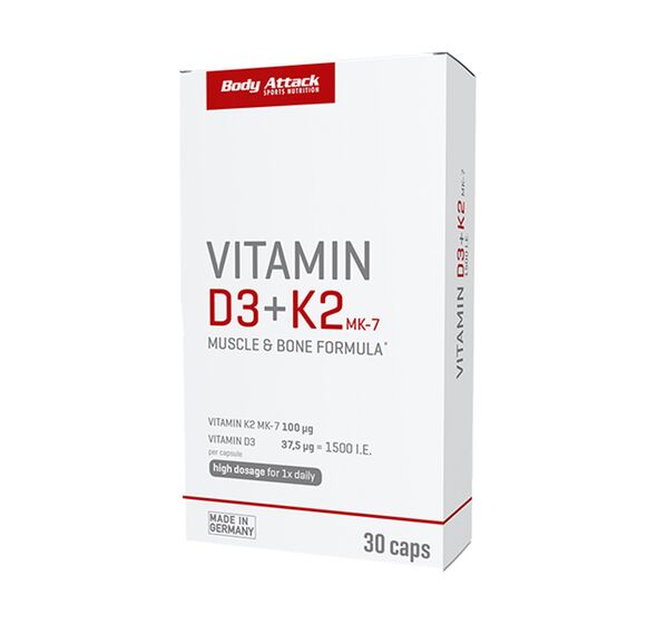 Vitamin D3 &amp; K2, 30caps (Body Attack)