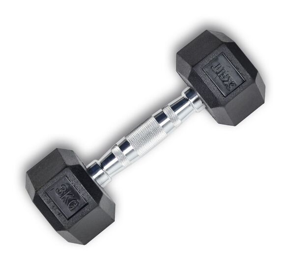 Hex Rubber Dumbbell 3kg (28205) (X-FIT)