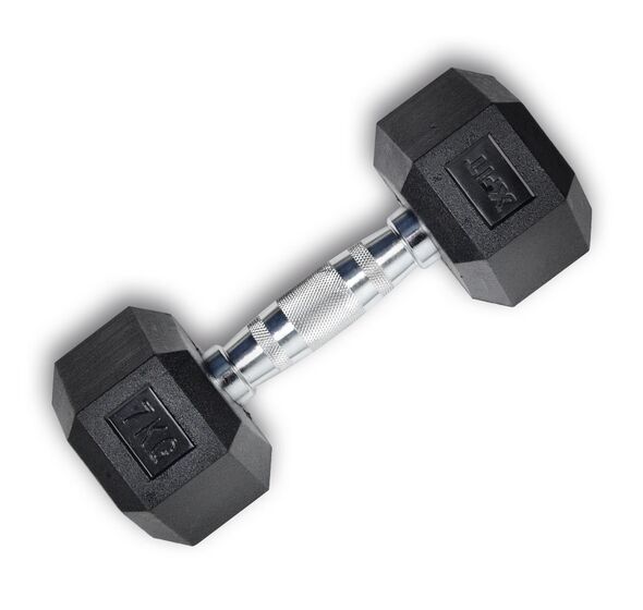 Hex Rubber Dumbbell 7kg (28205) (X-FIT)