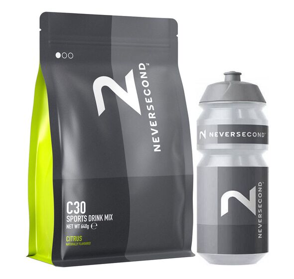 C30 Sports Drink Mix 640g + Water Bottle 500ml (Neversecond)